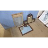 Two Edward VII mirrors and a vintage washboard