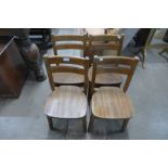 A set of four beech child's chairs