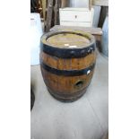 A coopered oak barrel