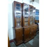 A Victorian mahogany breakfront library bookcase (lacking cornice)