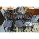A set of six elm and beech Windsor chairs