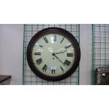 A mahogany convex fusee wall clock, 40cms d