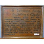 An 1859 Incorporated Society for Building & Churches oak plaque