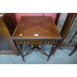 An Edward VII inlaid mahogany envelope card table