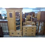 An Edward VII satin birch two piece bedroom suite