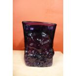 A Whitefriars style purple glass vase, manner of Geoffrey Baxter