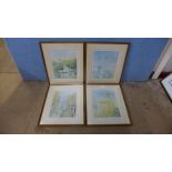 A set of four signed Frank W. Stannard limited edition prints, Nottingham City Centre views, framed