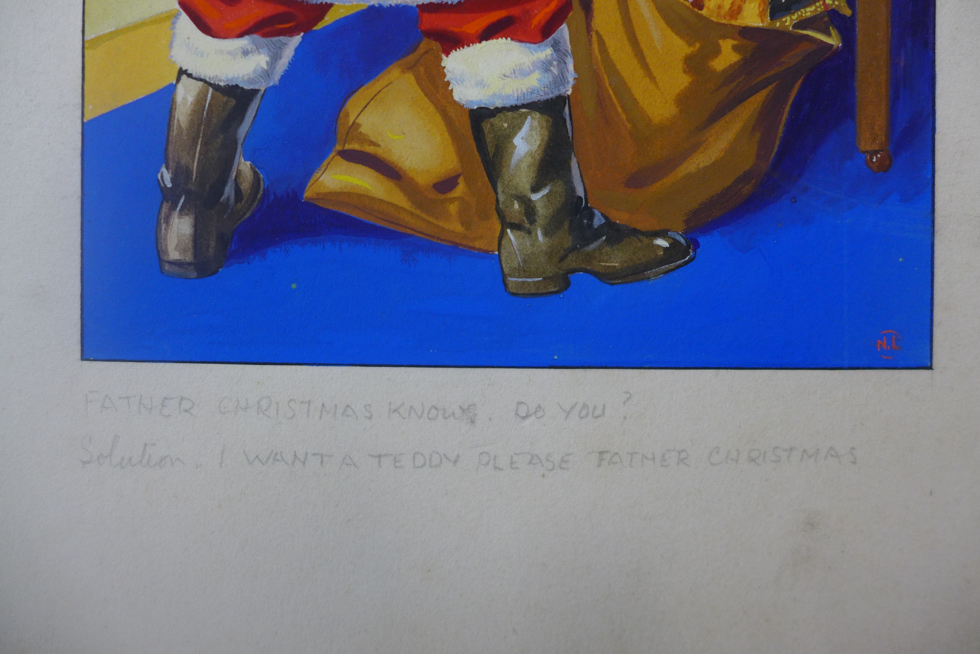 P.M., I Want A Teddy Please Father Christmas, watercolour and gouache, 21.5 x 16.5cms, unframed - Image 3 of 3