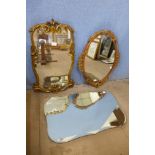 Two gilt framed mirrors and another