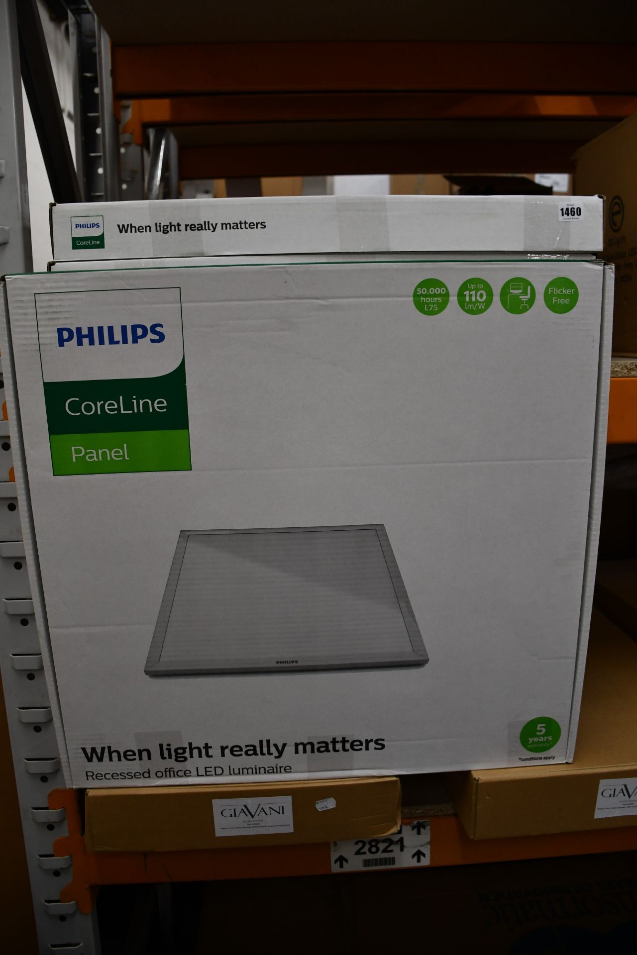 Four boxed as new Philips CoreLine panels RCV132V LED 365/840.