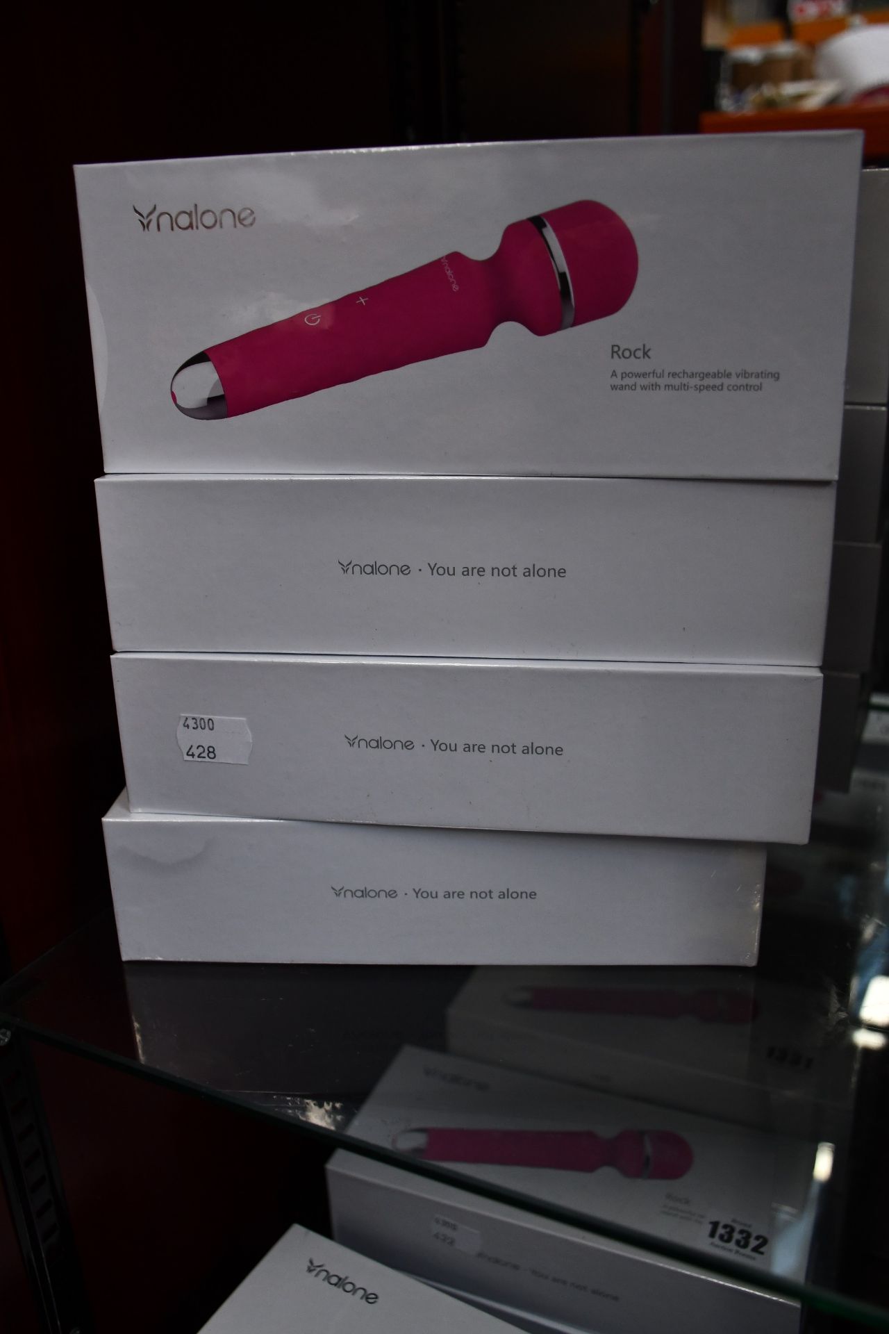 Four boxed as new Nalone Rock Wall Massagers in pink (A powerful rechargeable vibrating wand with