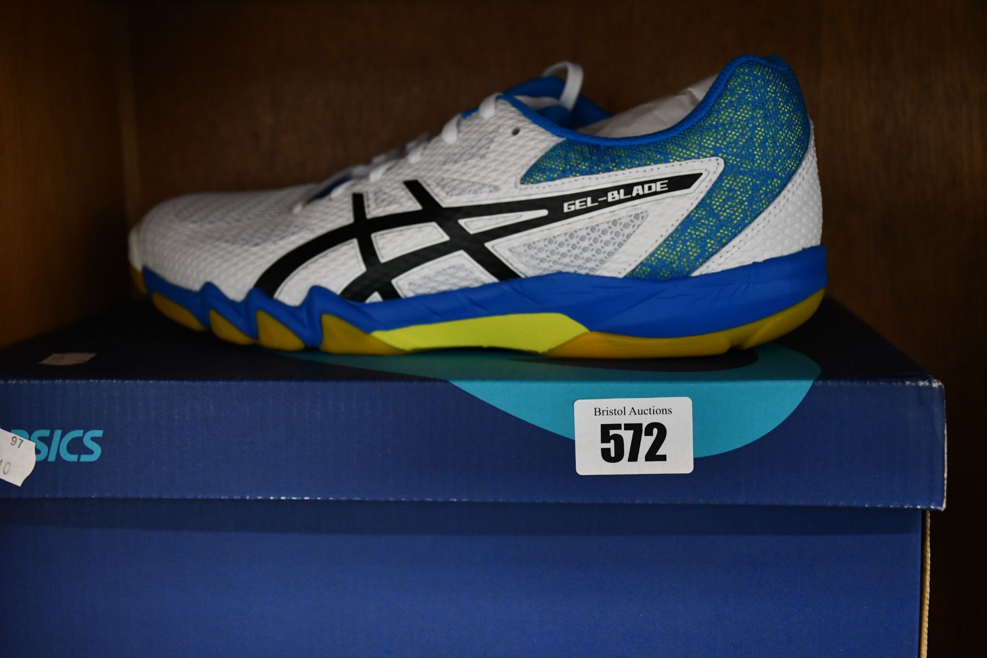 Two pairs of men's as new Asics Gel-Blade 7 trainers (UK 8 and 8.5).