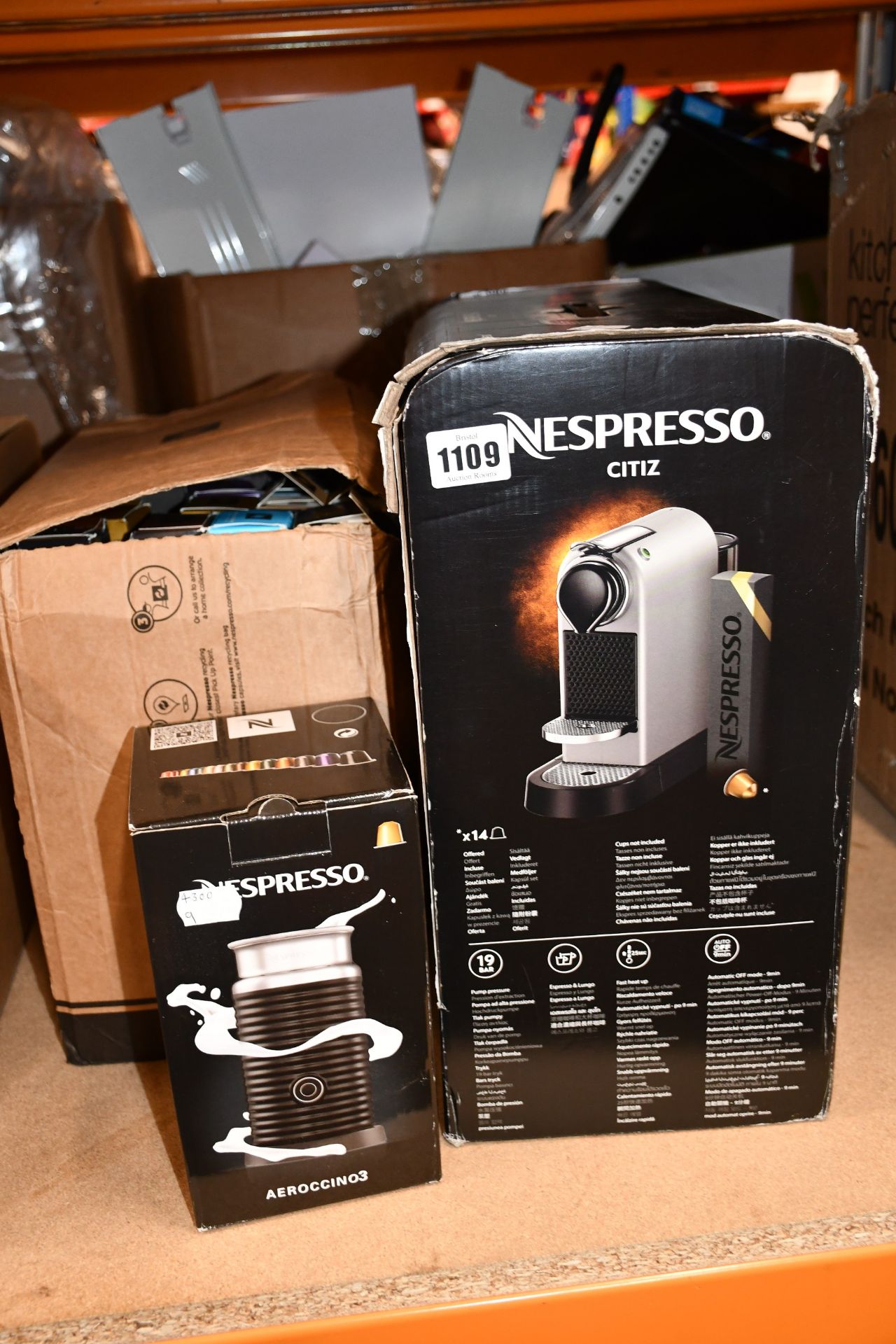 One boxed as new Nespresso CitiZ C113-ME coffee machine in silver, one boxed as new Nespresso