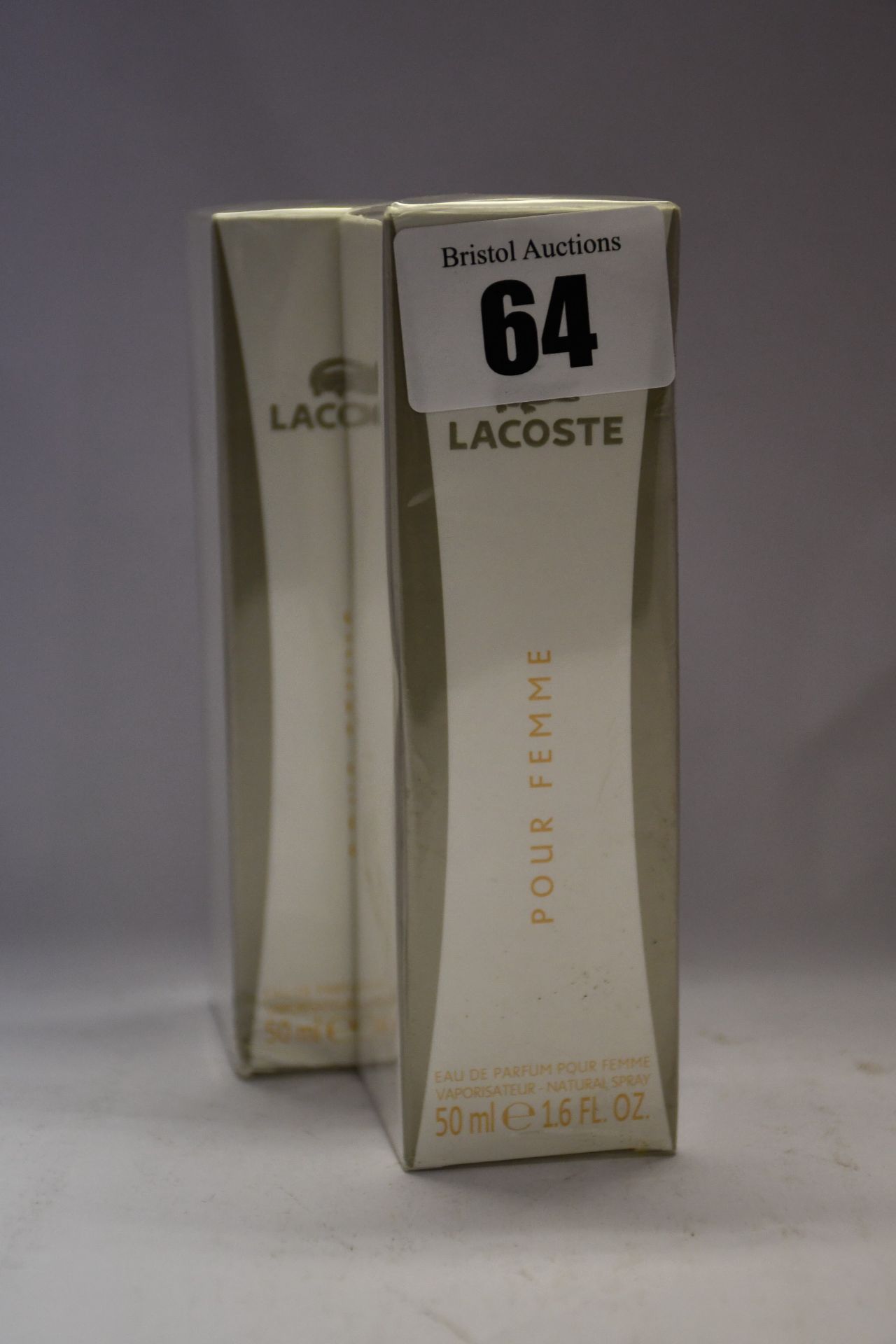 Five boxed as new Lacoste Pour Femme eau de parfum (50ml).