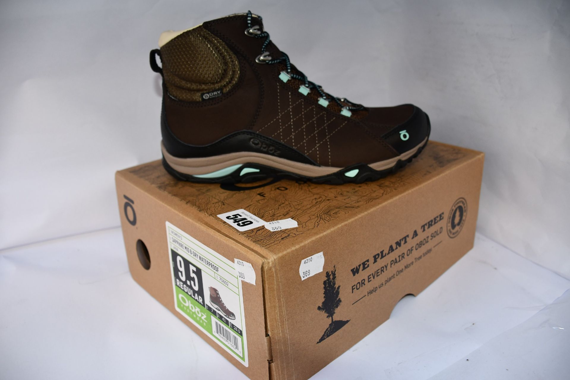 A pair of lady's as new Oboz Sapphire Mid B-Dry waterproof boots in java (UK 7 - RRP £135).