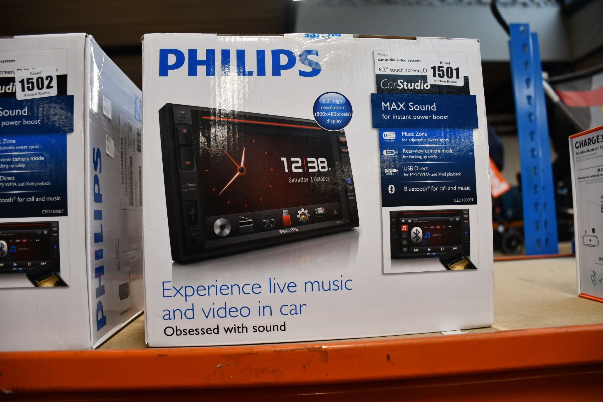 A boxed as new Phillips car multi media system (CED1800BT/98).