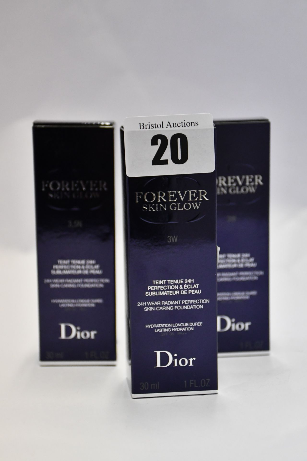 Six boxed as new Dior Forever Skin Glow Foundation in various shades (30ml).