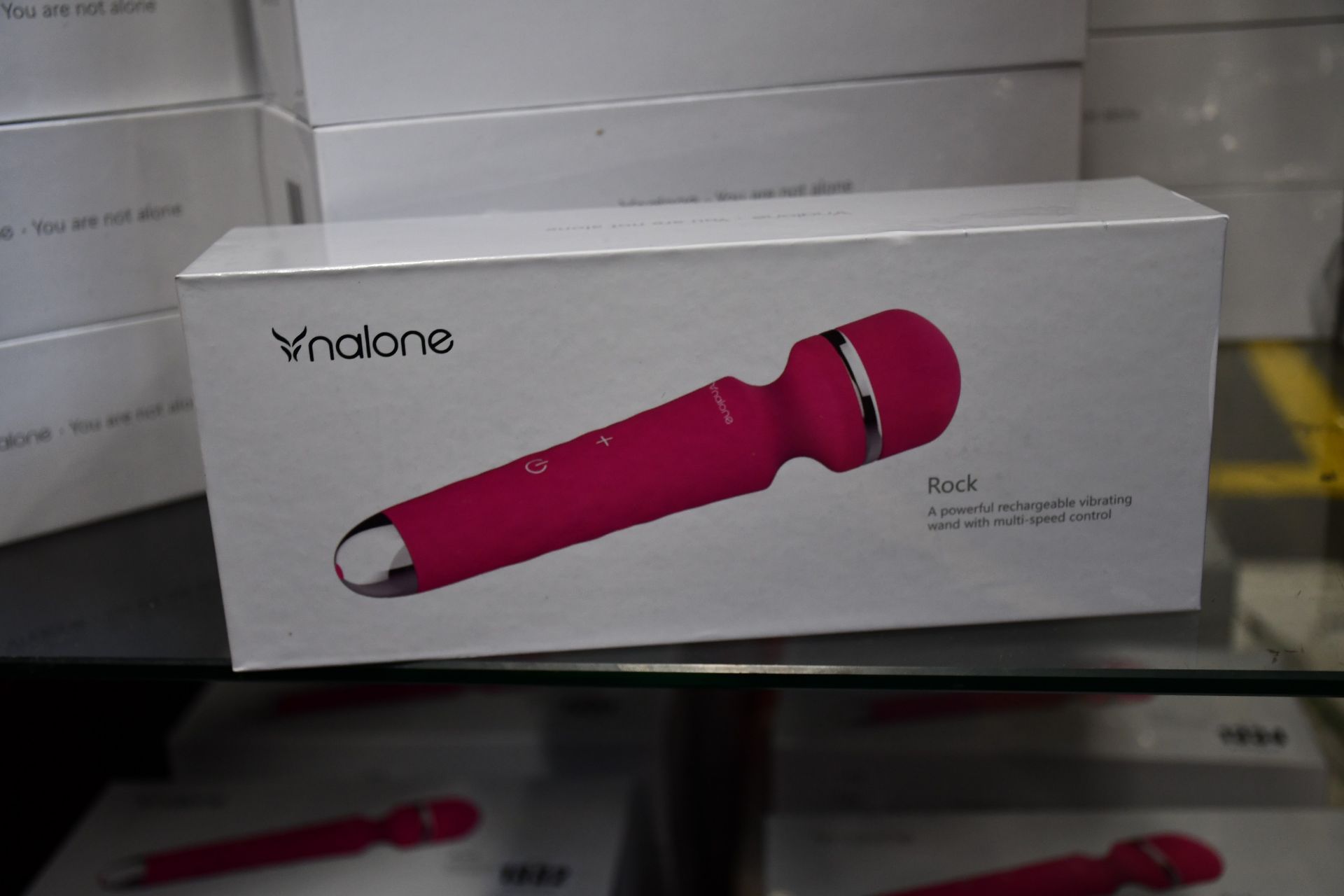 Four boxed as new Nalone Rock Wall Massagers in pink (A powerful rechargeable vibrating wand with