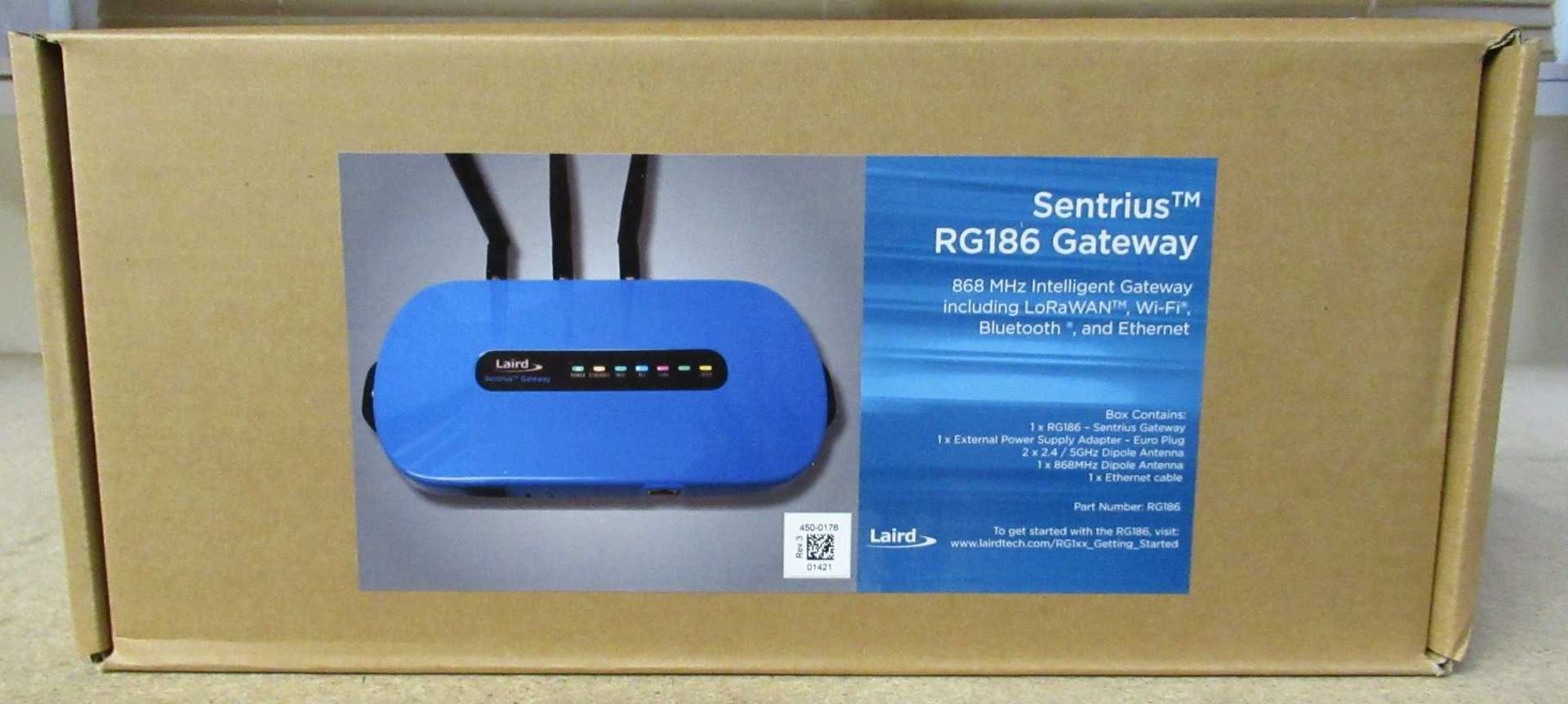 A boxed as new Laird Sentrius RG186 868MHz Intelligent Gateway including LoRaWAN, WiFi, Bluetooth