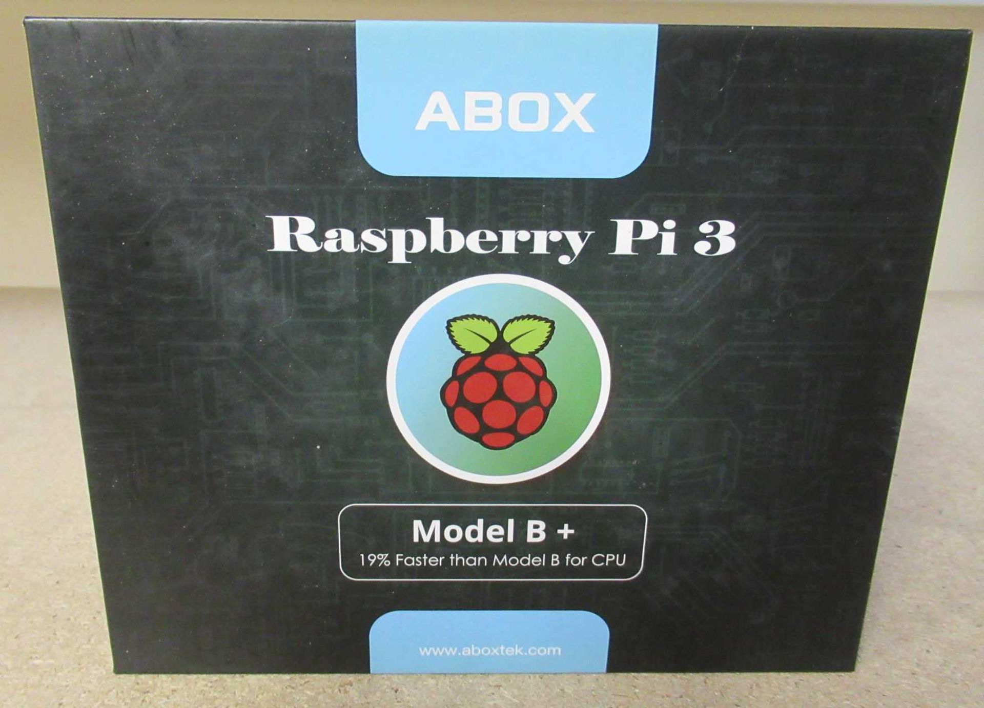A boxed as new ABOX Raspberry Pi 3B+ Starter kit (UK plug adapter required) (Box sealed).