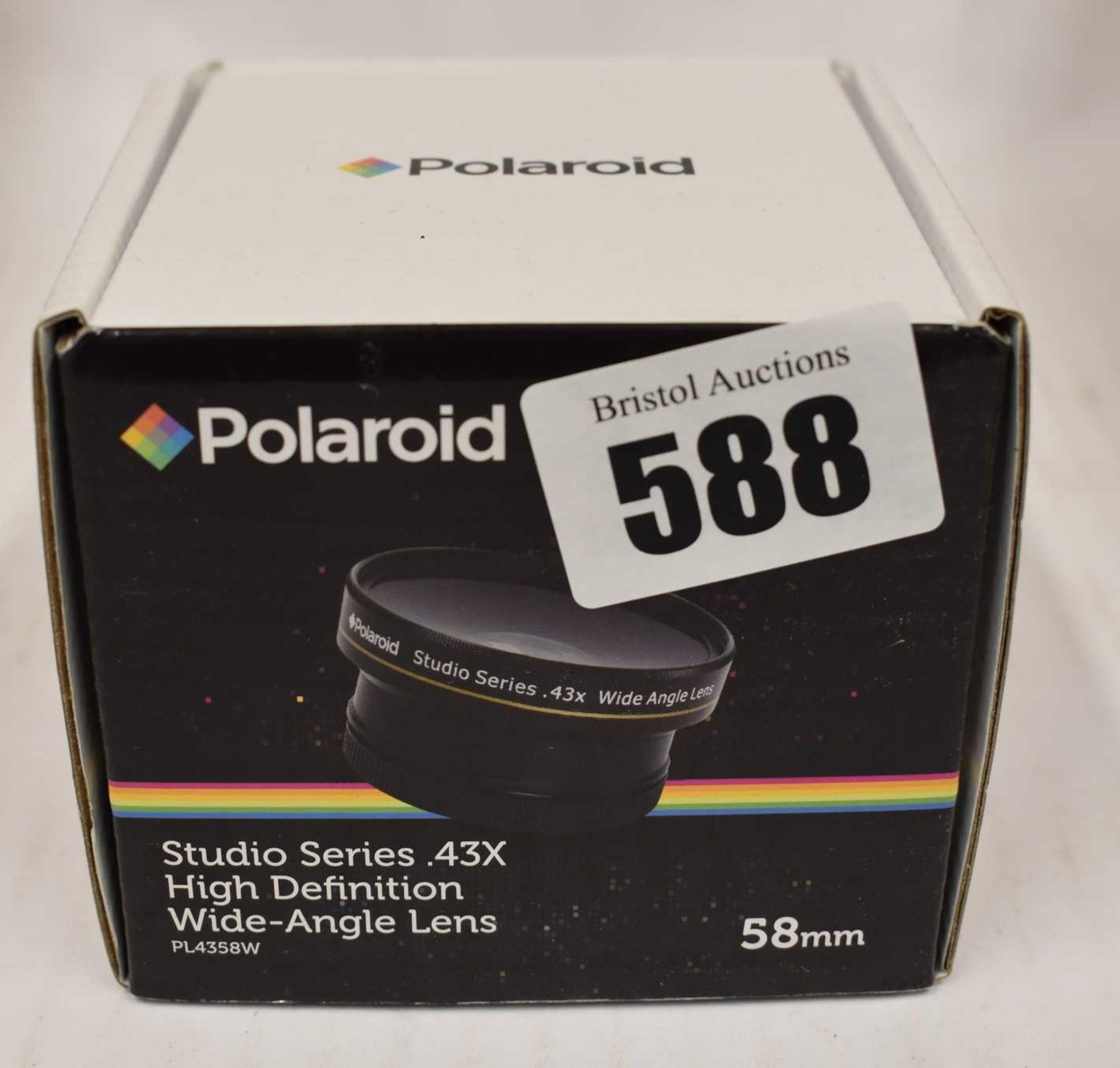 Six boxed as new Polaroid Studio Series .43X HD 58mm Wide Angle Lenses.
