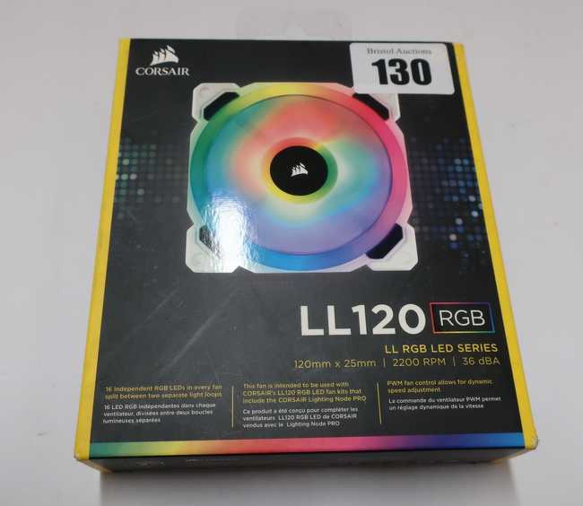 Three boxed as new Corsair LL120 120 mm Dual Light Loop RGB LED, PWM, High Airflow Fans in White (