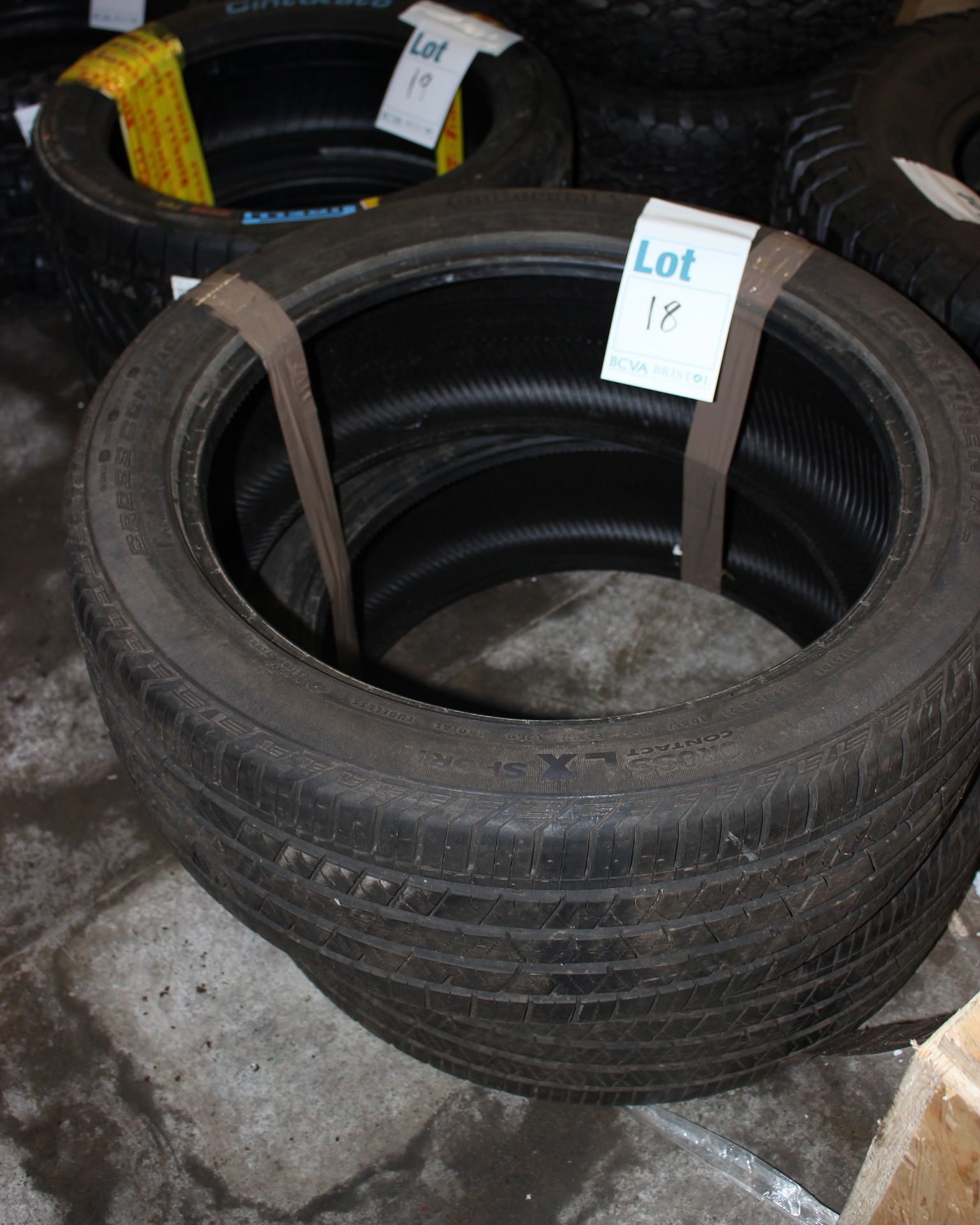 Two Continental Cross Contact LX Sport part used tyres (size 265/45/R21).