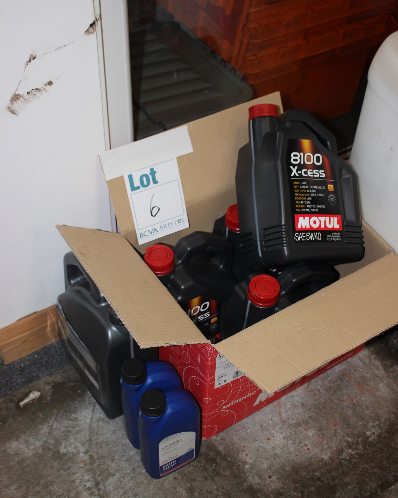 Four as new 5L bottles of Motul 8100 X-Cess synthetic motor oil (SAE5W40).