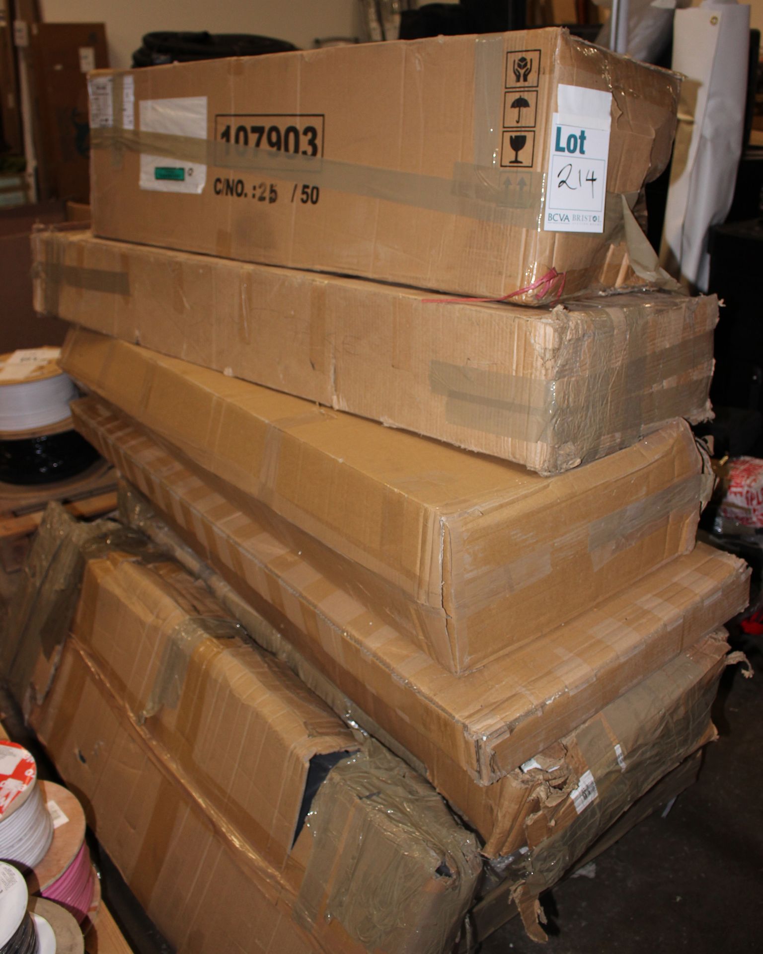 A pallet of flatpack furniture to include console table.