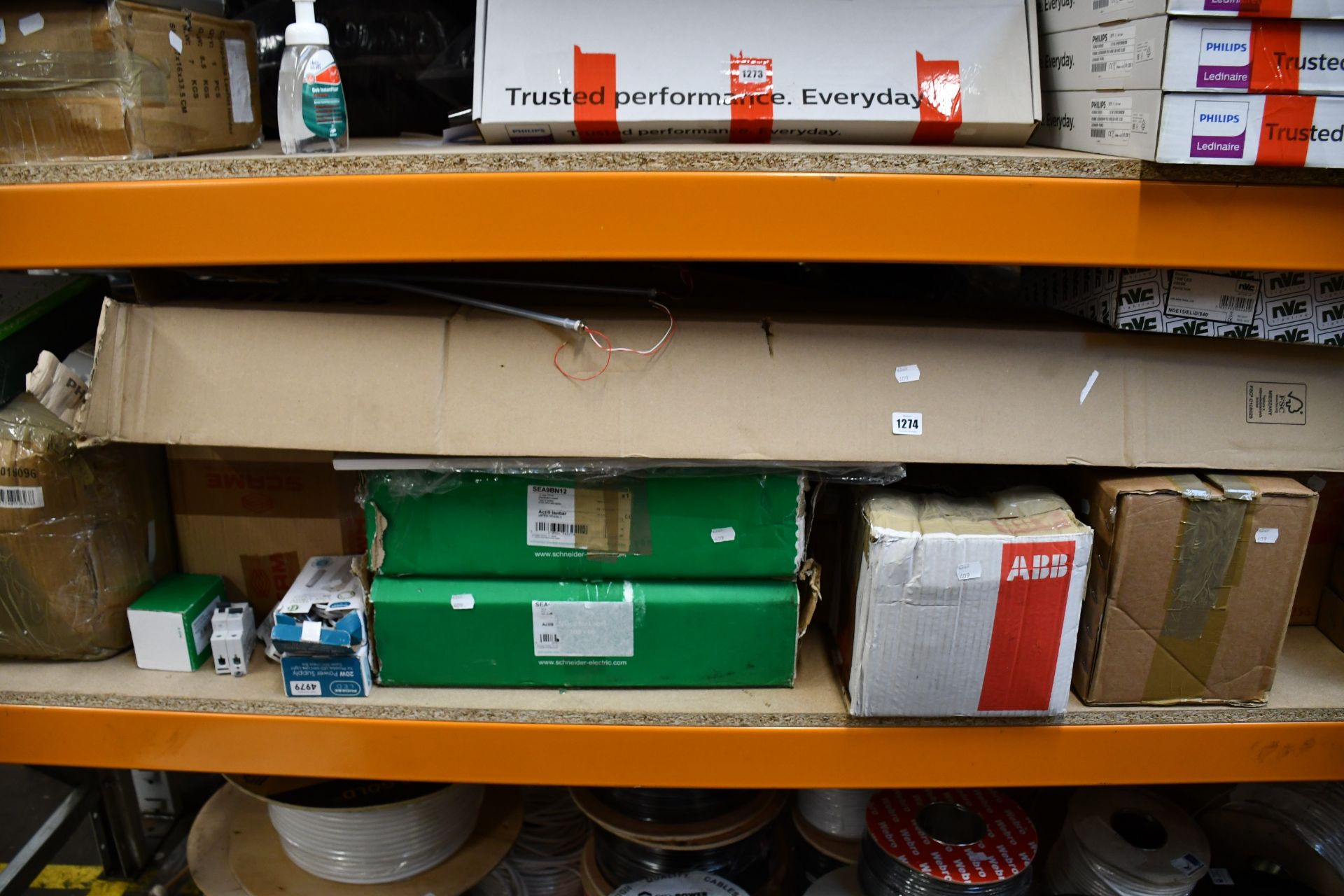 One shelf of electrical related items to include a large quantity of Eaton Cooper CAB300 intelligent