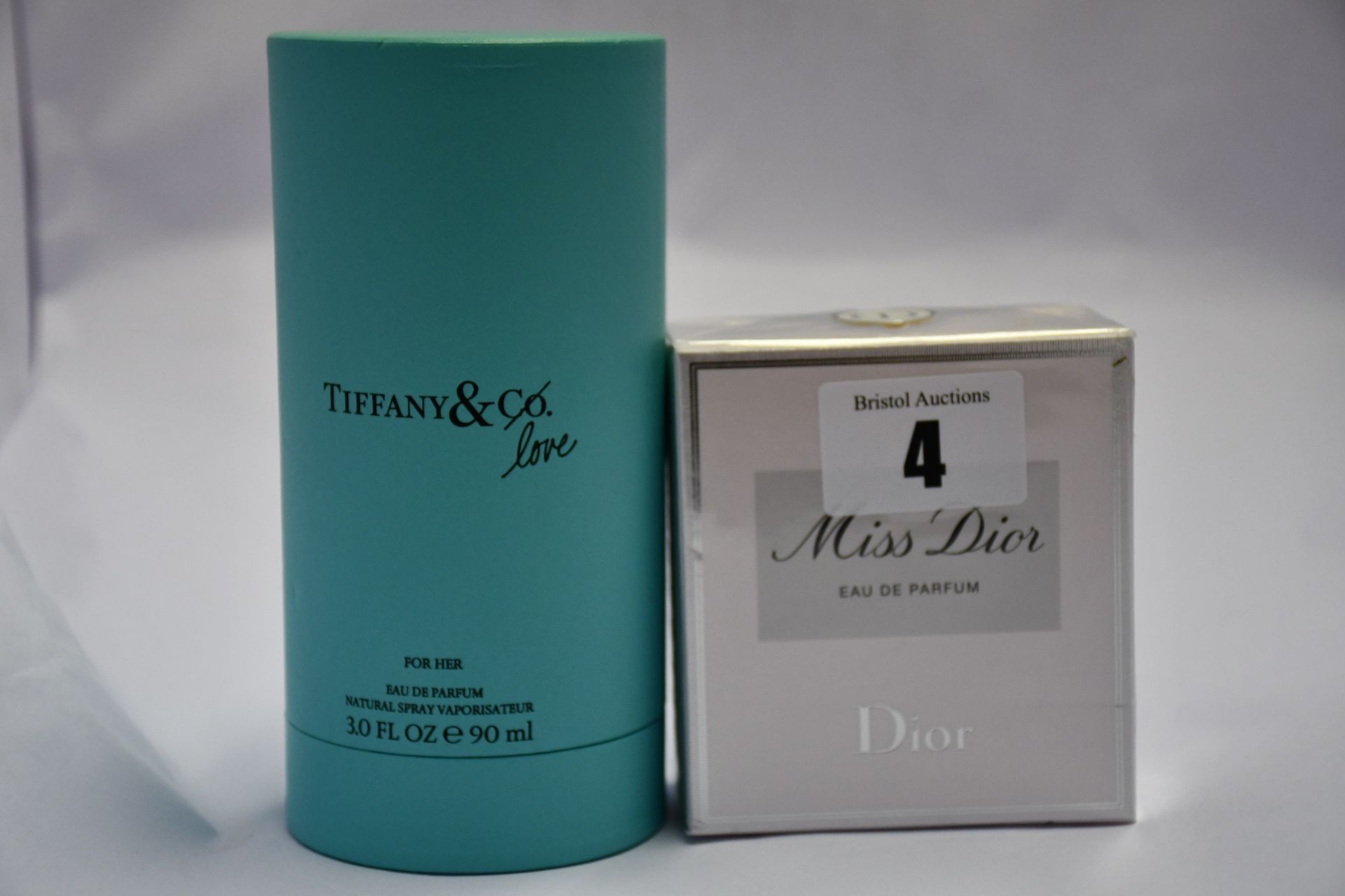 One Tiffany & Co Love for her eau de parfum (90ml) and one Miss Dior eau de parfum (50ml), both