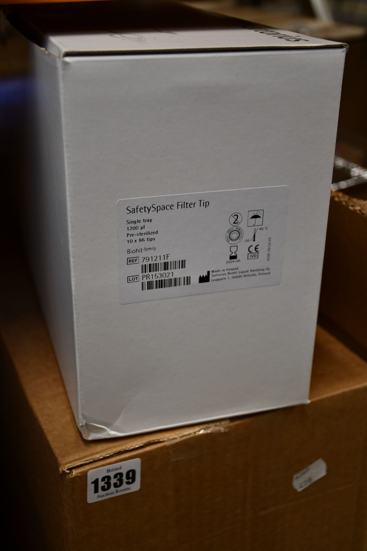 Four boxes of Sartorius SafetySpace Filter Tips 791211F (Ten x 96 tips per box).