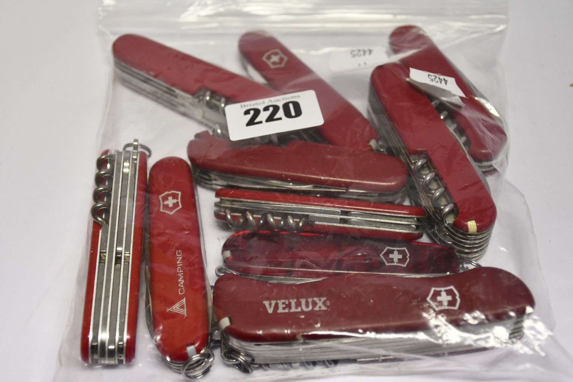 Nine Victorinox multi-tool knives and one Wenger (Over 18s only).