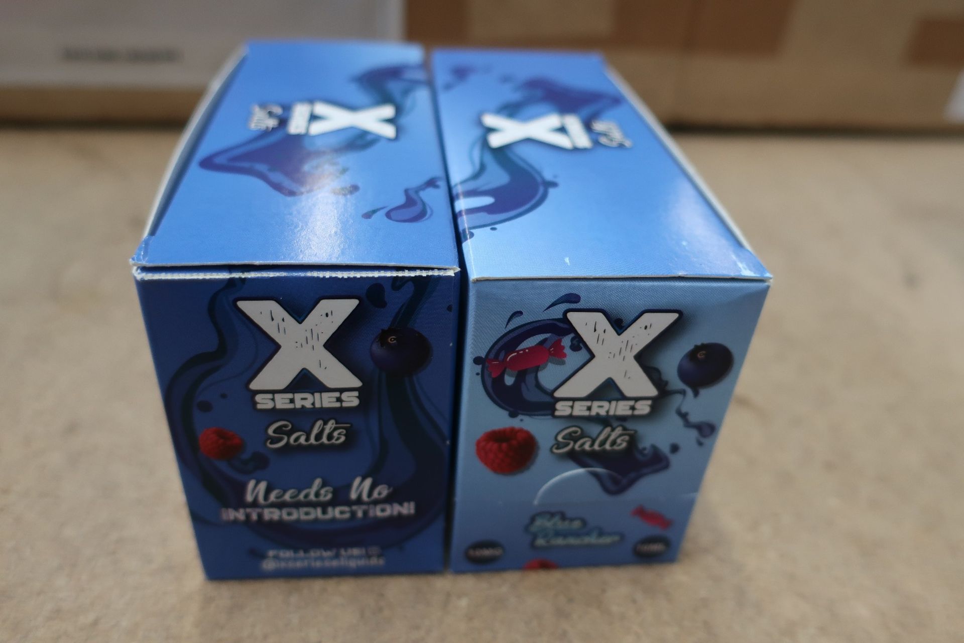 Five boxes of ten as new Blue Rancher E-Liquid by X Series Salts (10ml).