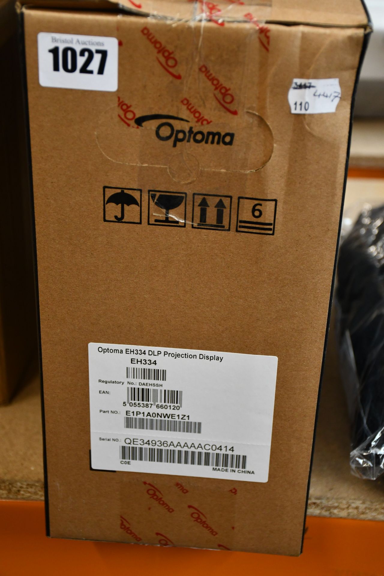 One boxed as new Optoma DLP 3D projector with speaker (Model number: EH335).