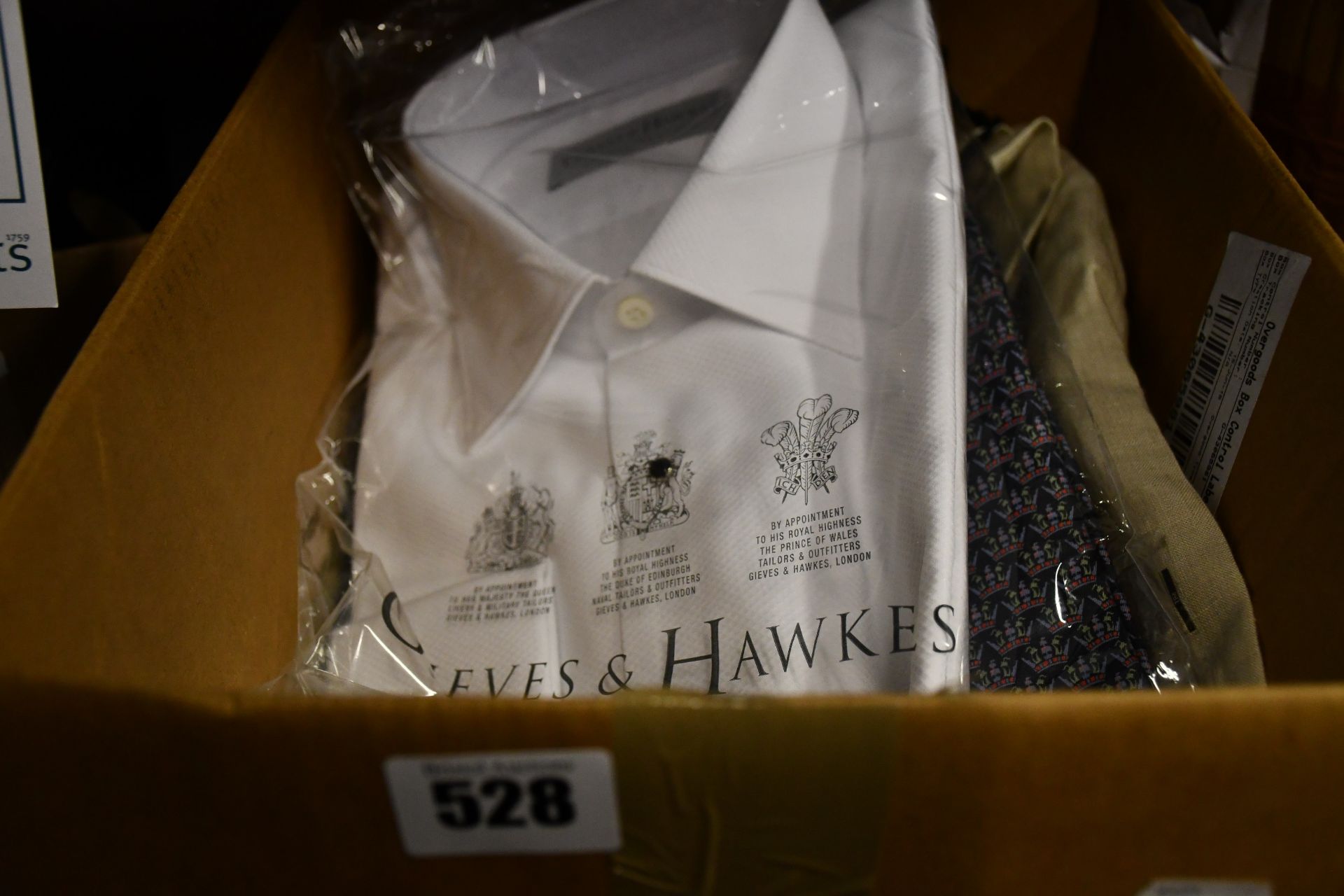 A pair of as new Gieves & Hawkes trousers (34) and two Gieves & Hawkes shirts (1 x L, 1 x 16").