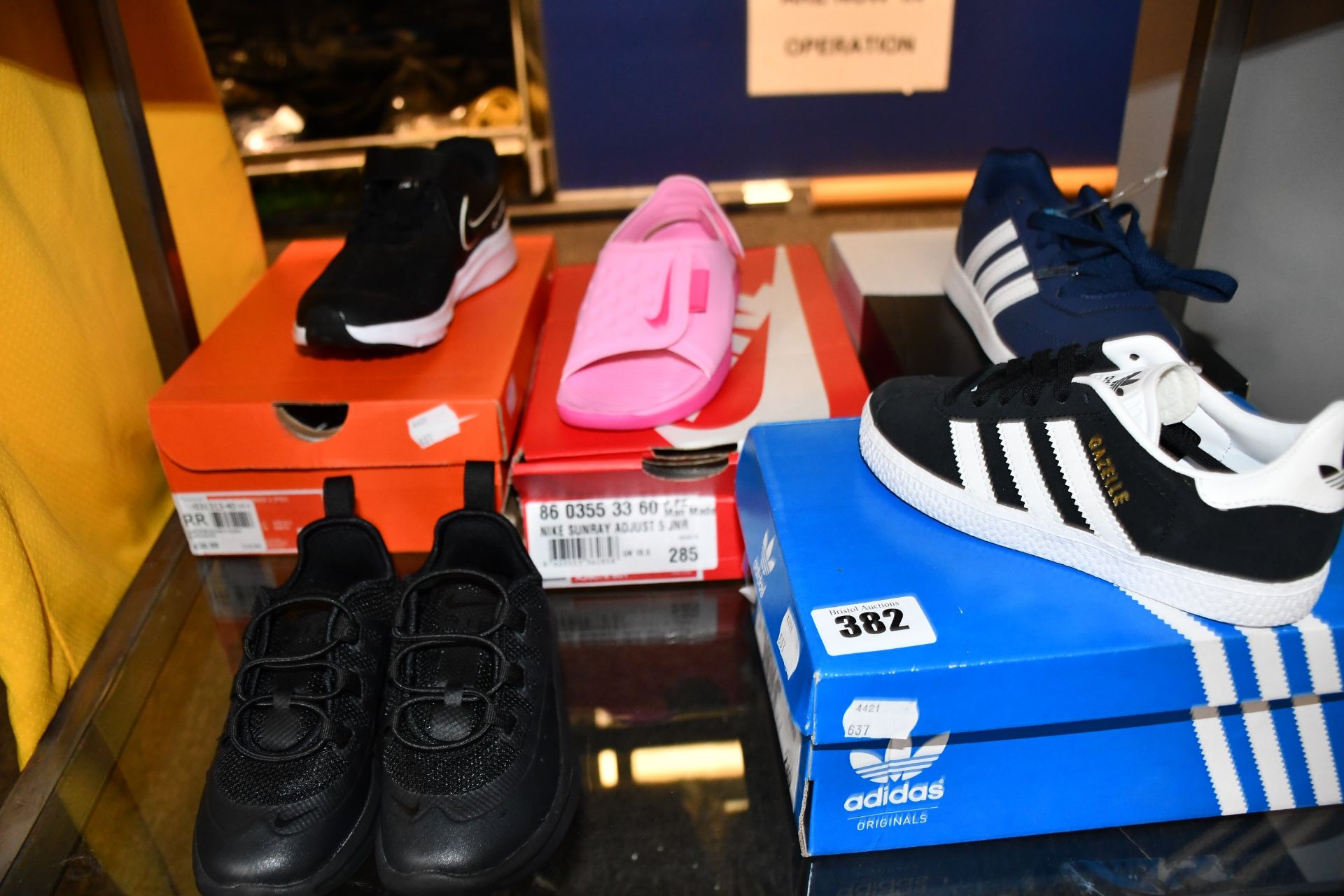Five pairs of children's as new Adidas/Nike footwear to include Nike Sunray Adjust 5, Adidas VS