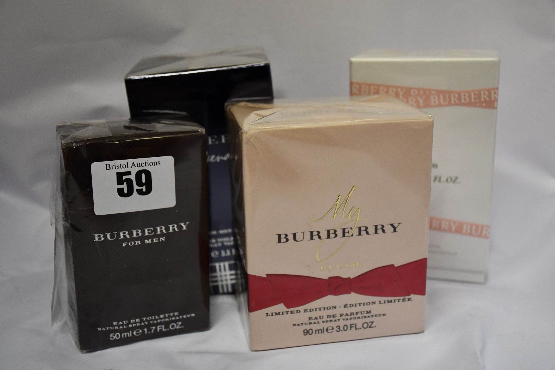 Four Burberry fragrances; For Men eau de toilette (50ml), My Burberry Blush eau de parfum (90ml),