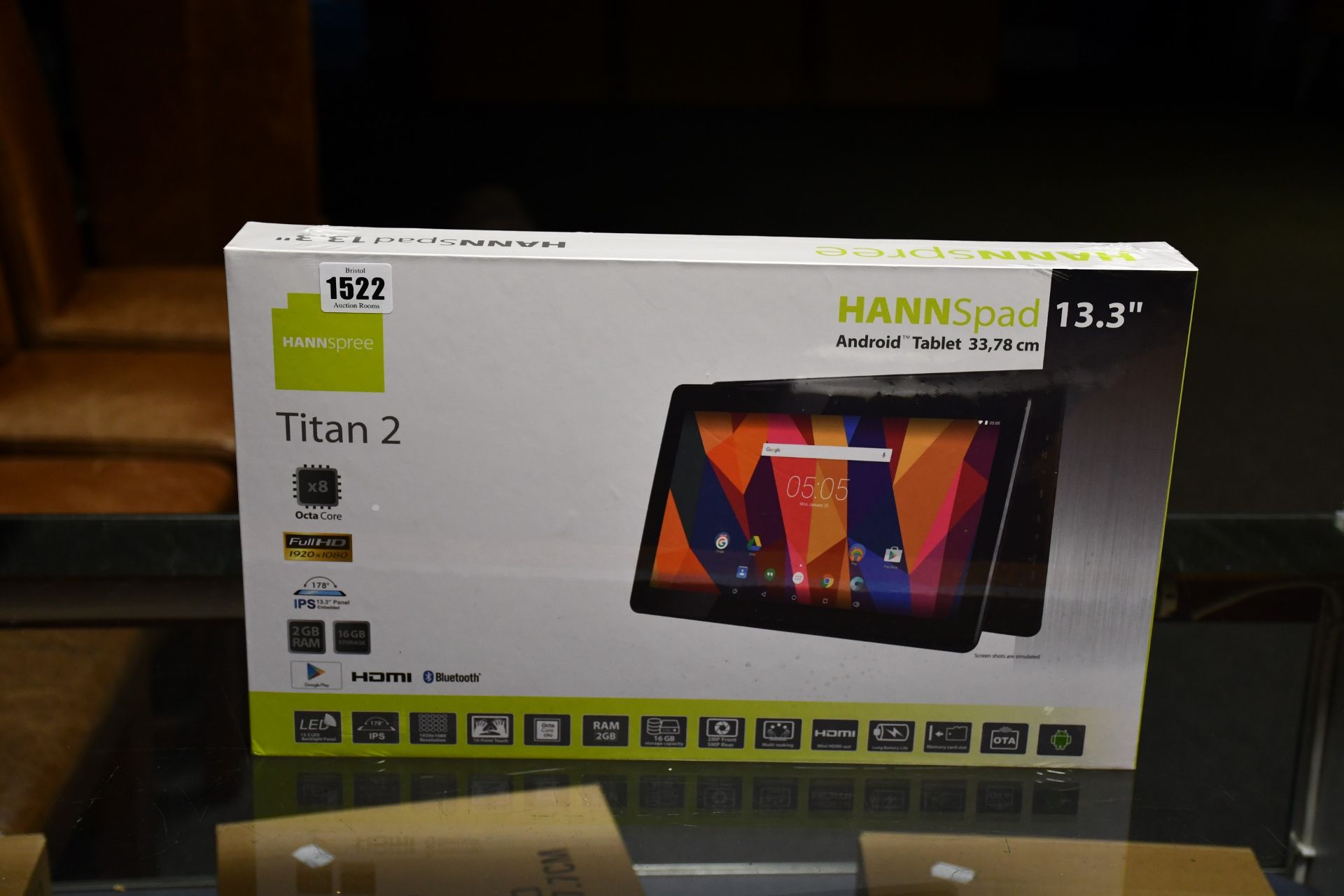 One boxed as new Hannspree Hannspad Titan 2 android tablet 13.3" (Full HD 1920 x 1080, 2GB RAM, 16GB