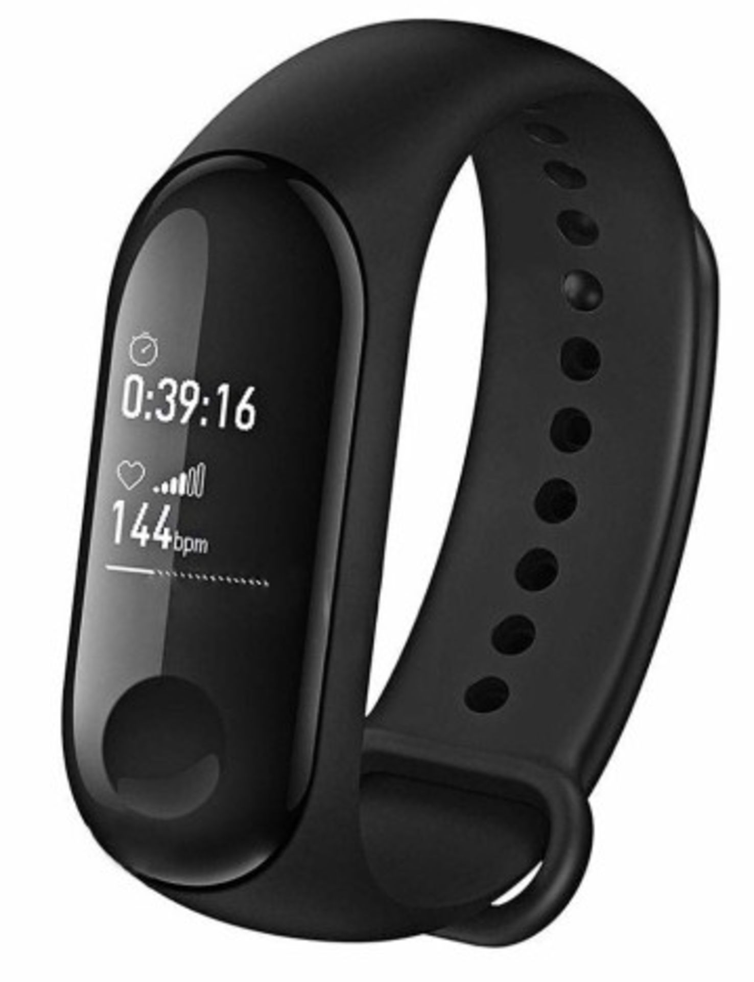 A boxed as new Xiaomi Mi Band 3 Smart Watch, Black. Supports Android and IOS. Includes Charging