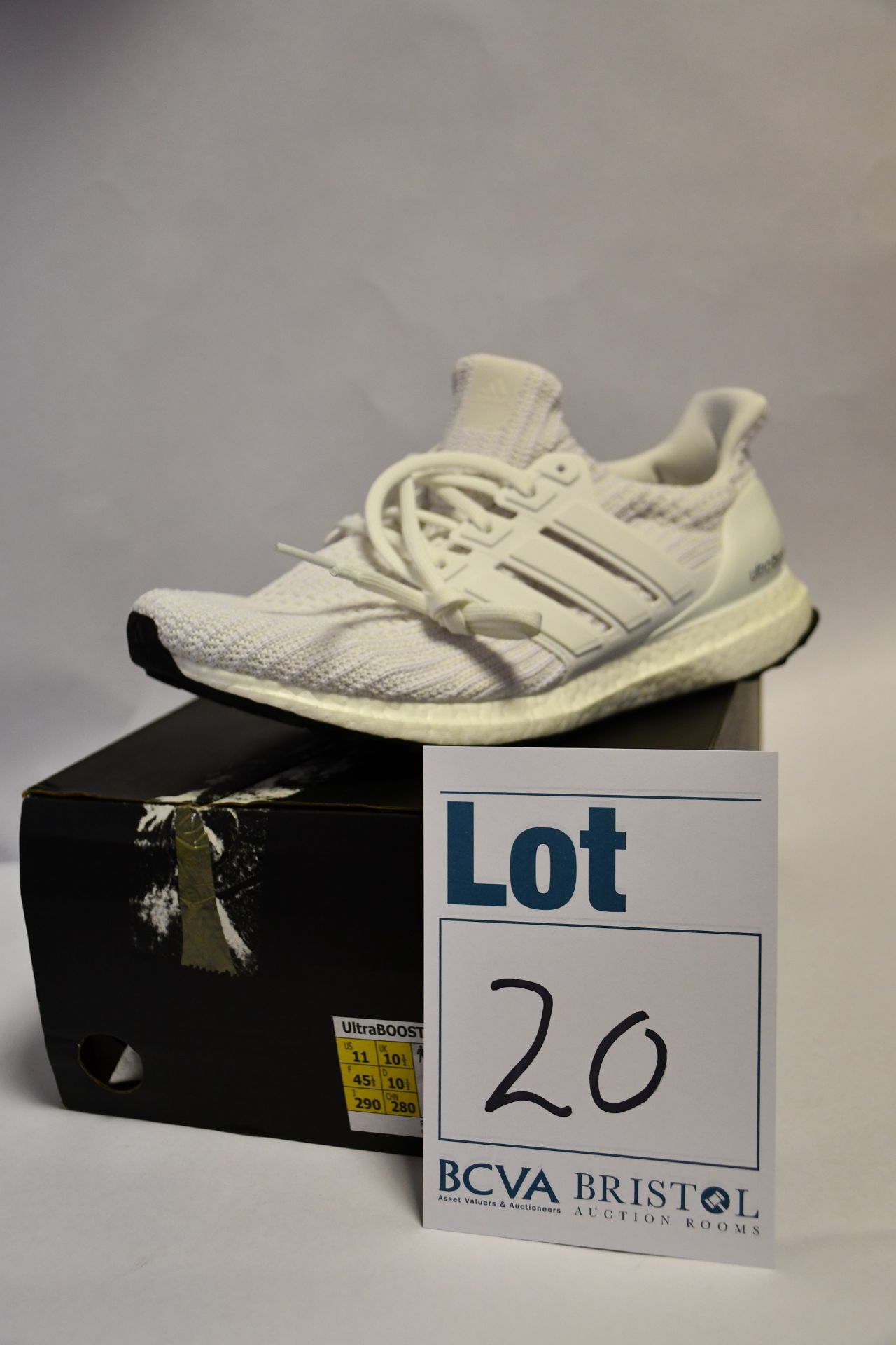 A pair of as new Adidas UltraBoost trainers (UK 10.5).