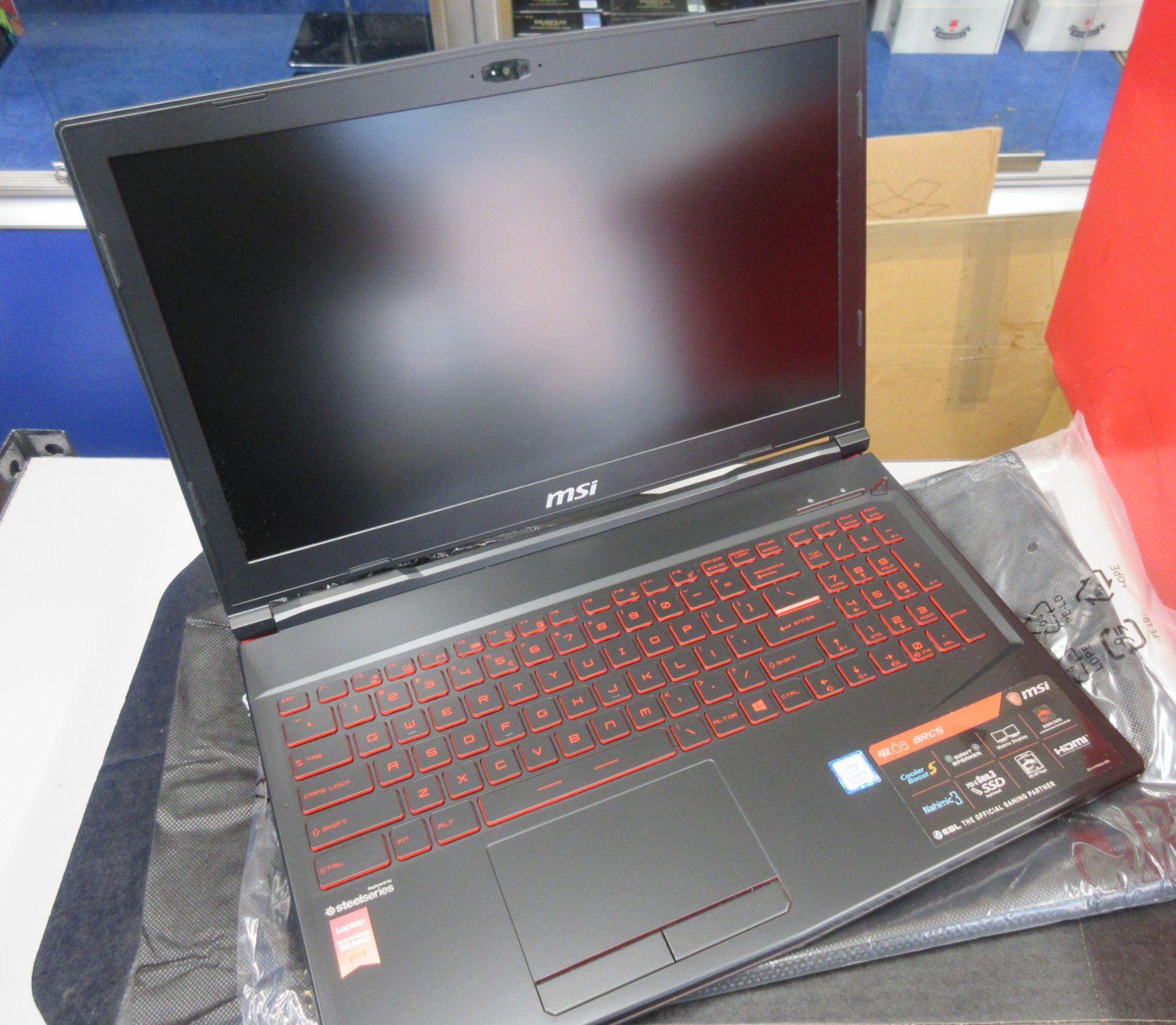A pre-owned MSI GL63 8RCS-060 15.6" Gaming Laptop with Intel Core i5-8300H Processor, NVIDIA GTX