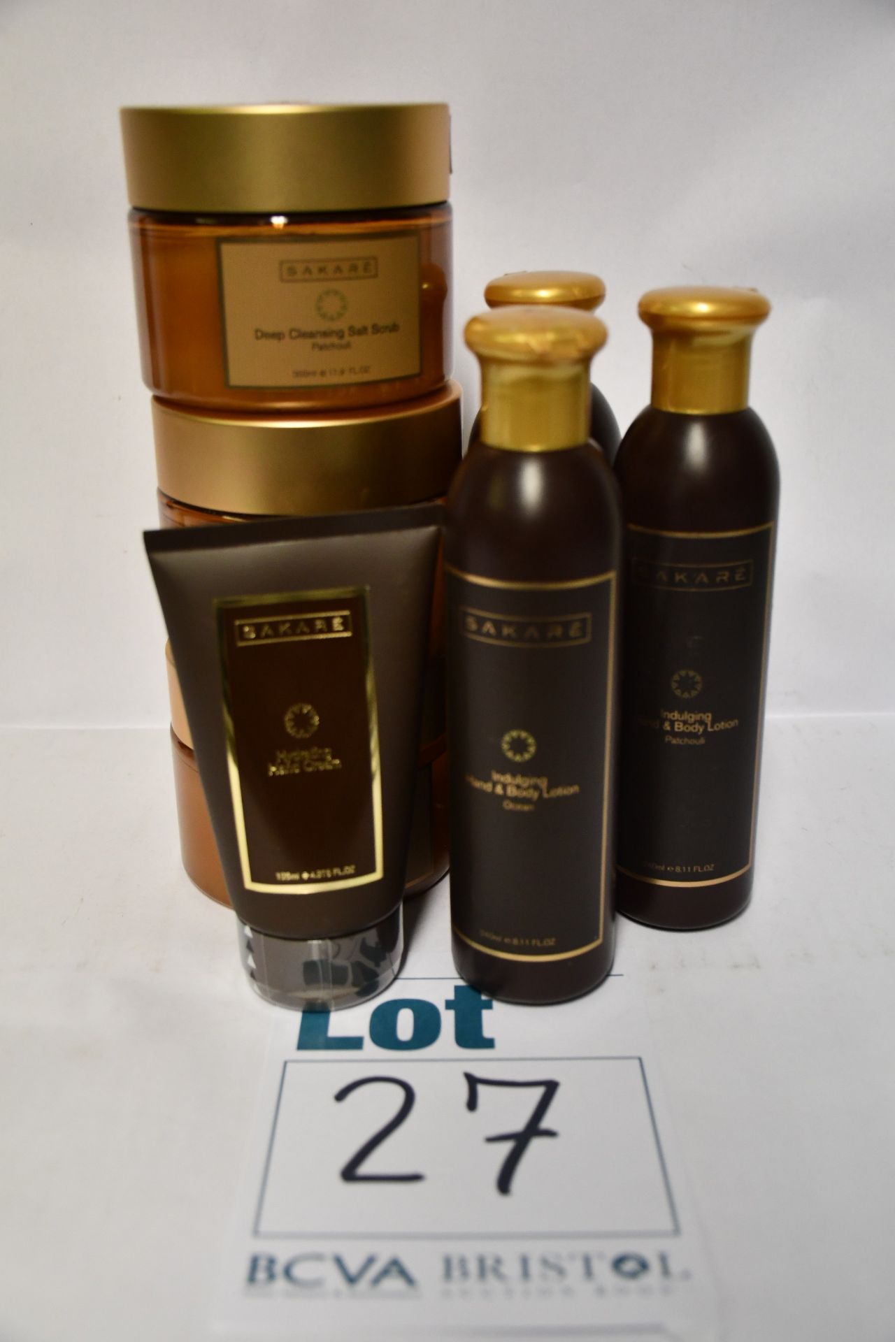 Seven as new Sakare products; three hand and body lotion (240ml), three deep cleansing salt scrub (