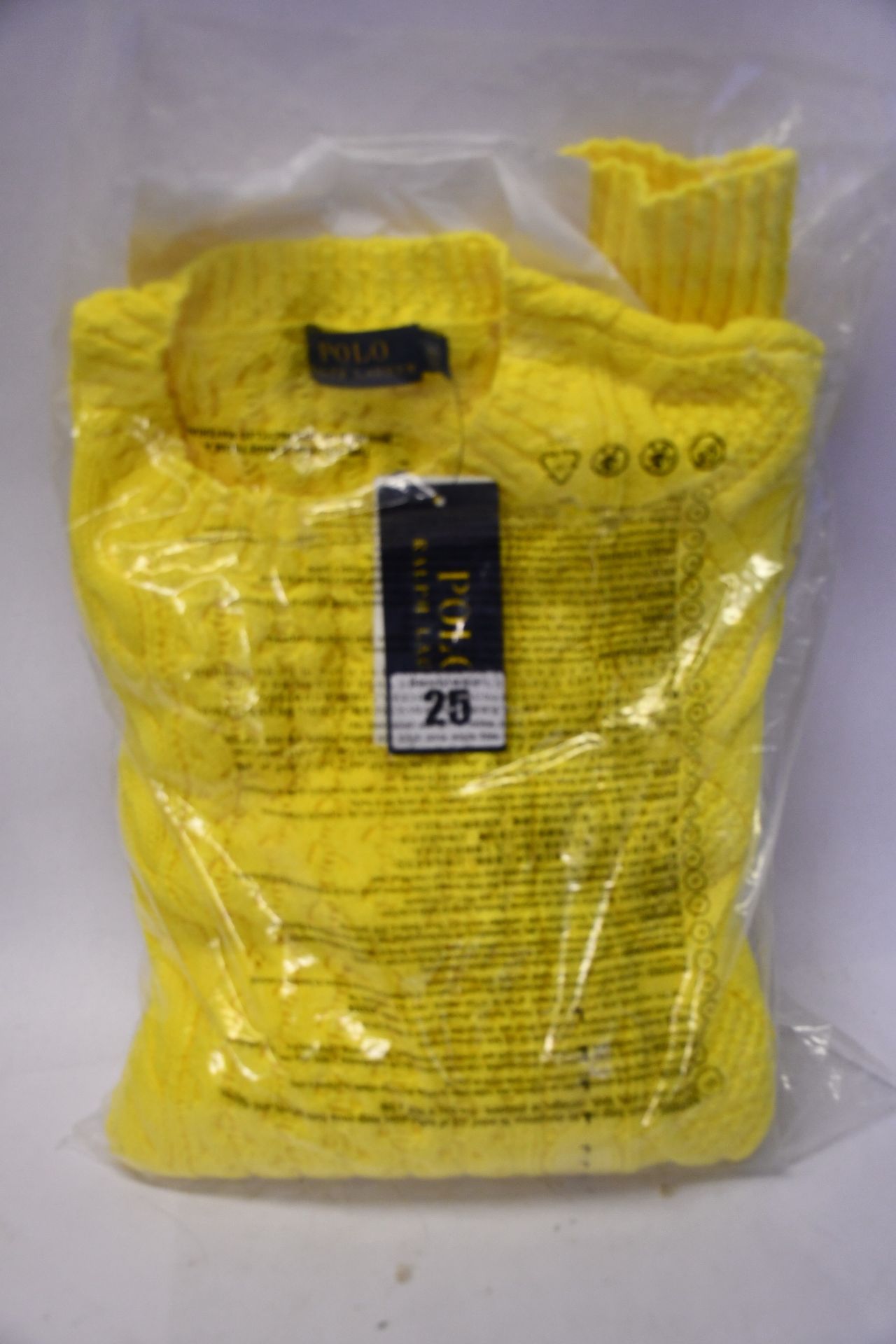 An as new Ralph Lauren cable cotton crewneck sweater in yellow (L - RRP £127).