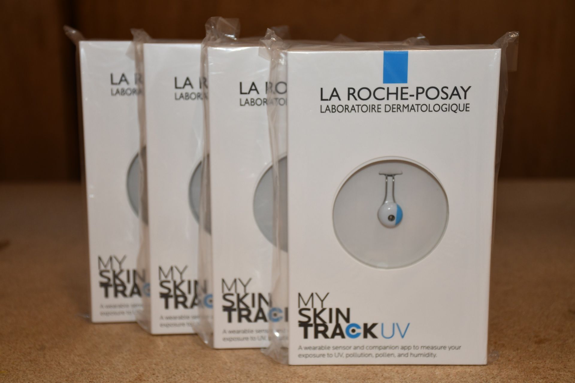 Four boxed as new La Roche-Posay My Skin Track UV Sensors.