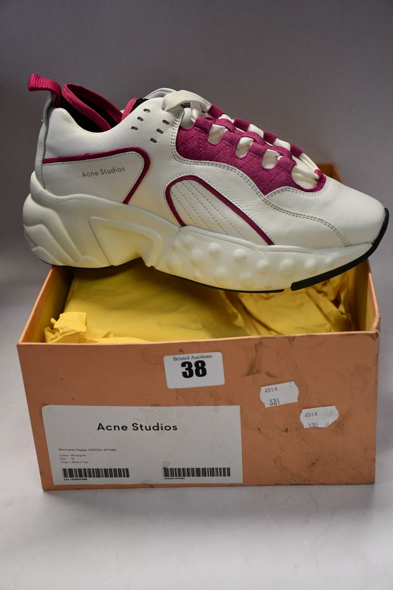 A pair of as new Acne Studios Manhattan Nappa sneakers (EU 38 - RRP £390).