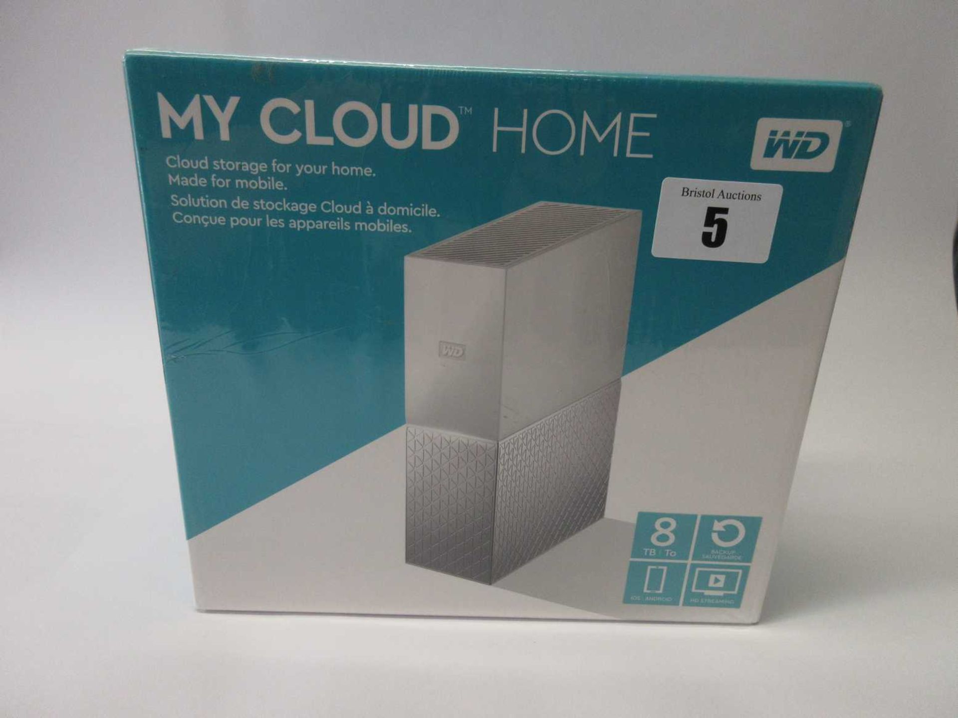 A boxed as new WD My Cloud Home 8TB Personal Cloud Storage Device (Model: WDBVXC0080HWT-EESN) (Box