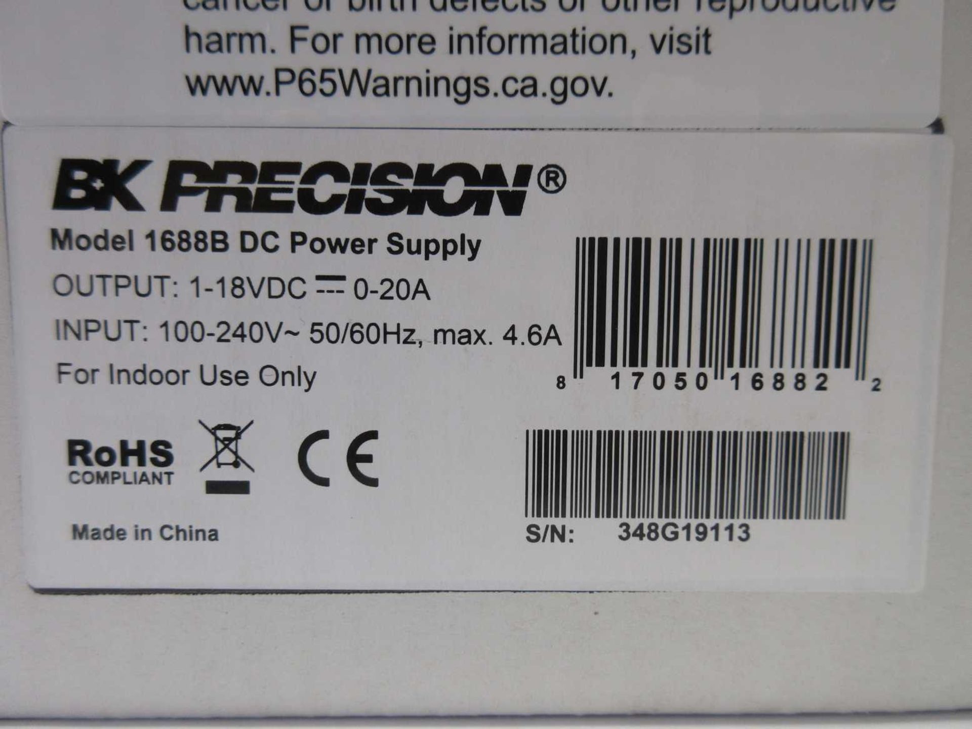 A boxed as new B&K Precision 1688B Digital Bench DC Power Supply (18V 20A).