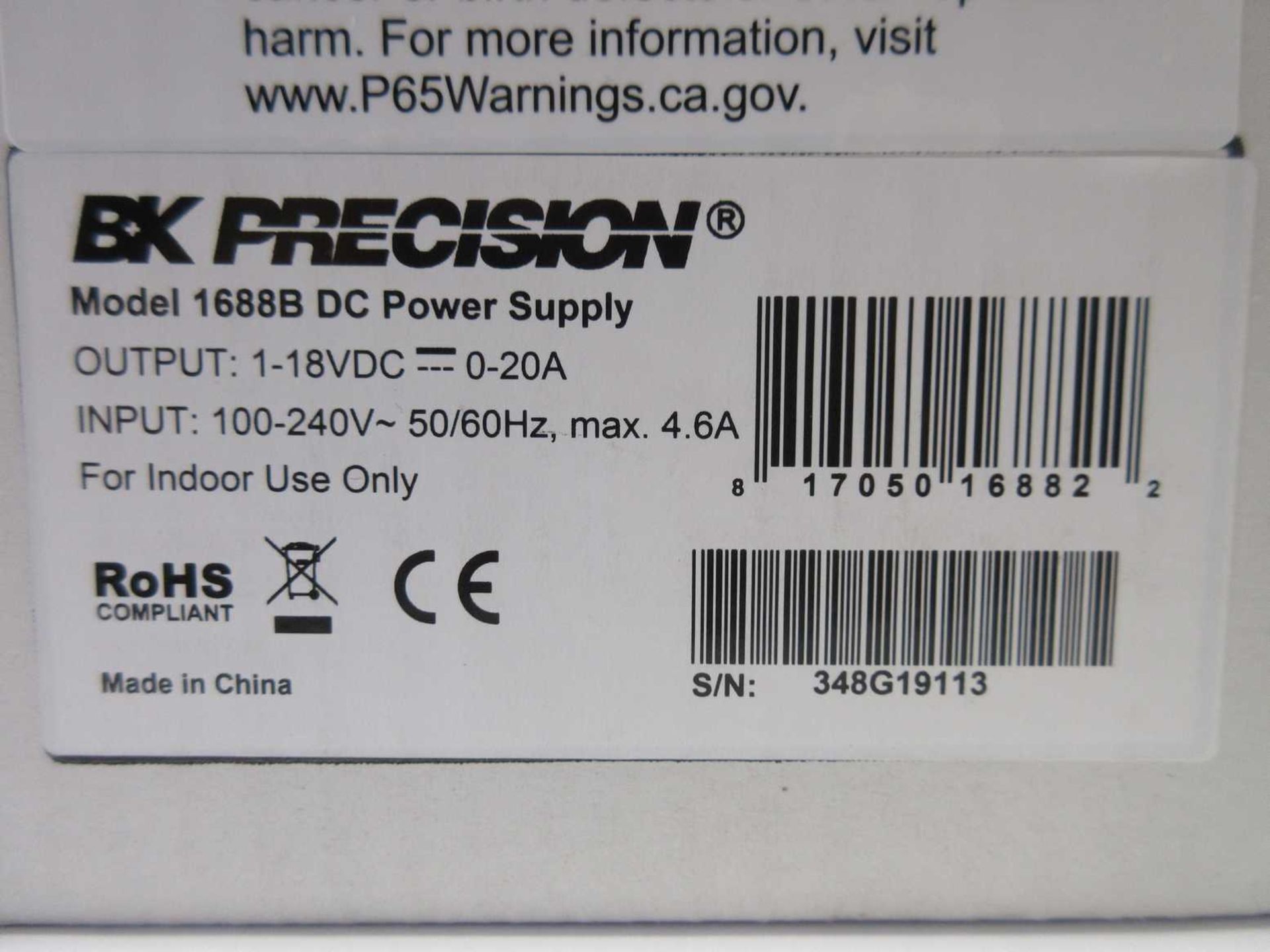 A boxed as new B&K Precision 1688B Digital Bench DC Power Supply (18V 20A).