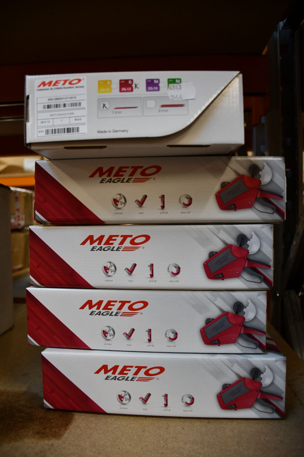 Five boxed as new Meto Eagle 626 pricing guns.